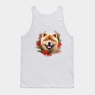 Christmas Chow Chow Dog Wreath Tank Top